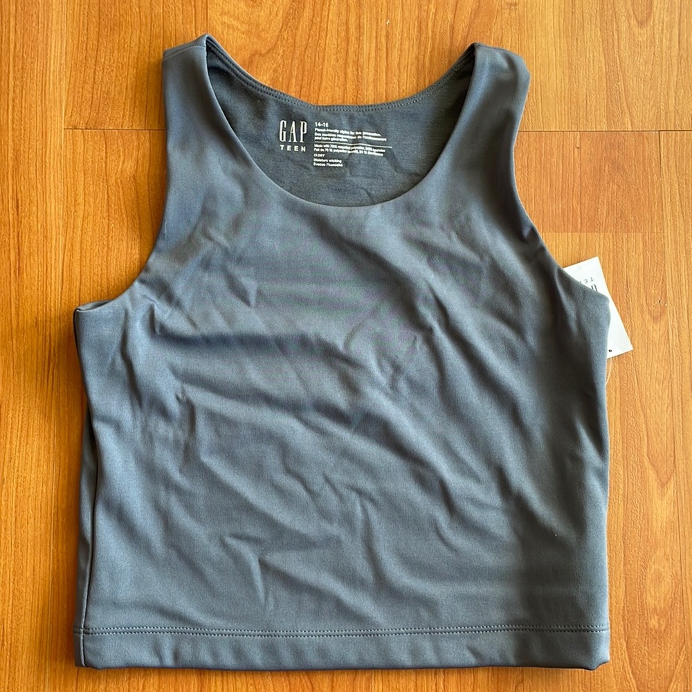 NWT GAP Teen workout tank top Gray Blue